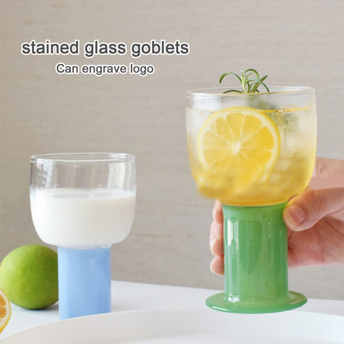 (Логотип может быть выгравирован) Бокалы из цветного стекла 220/400 мл бытовые