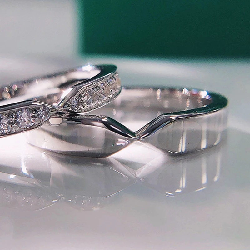 

Knobspin Couple Ring 100% 925 Sterling Silver A Row High Carbon Diamond Small Waist Rings For Women Men Wedding Fine Jewelry