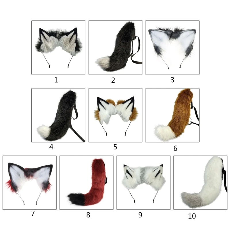 Y166 милый меховой пушистый волчий хвост регулируемый ремень повязка на голову