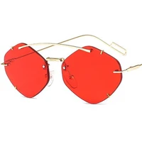 fashion sunglasses rimless unisex sun glasses personality irregular lens adumbral anti uv spectacles alloy temples eyeglasses