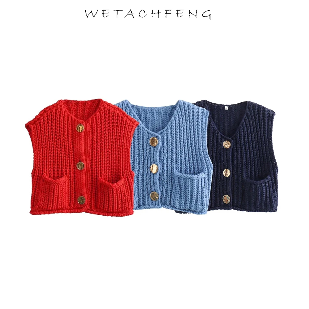 Женский трикотаж сексуальный кардиган с v-образным вырезом и карманами на