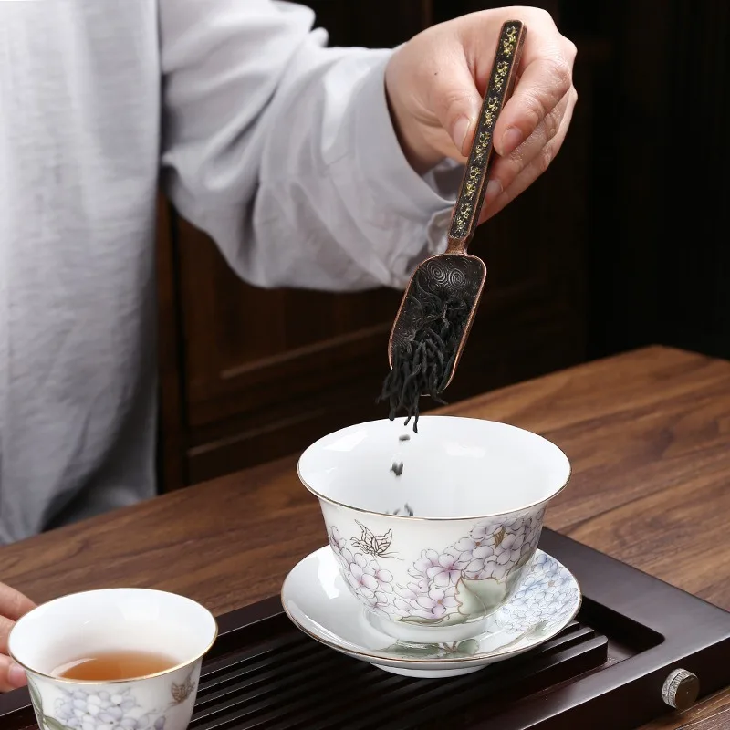 Новая металлическая китайская ложка для чая в стиле ретро набор чайных ложек