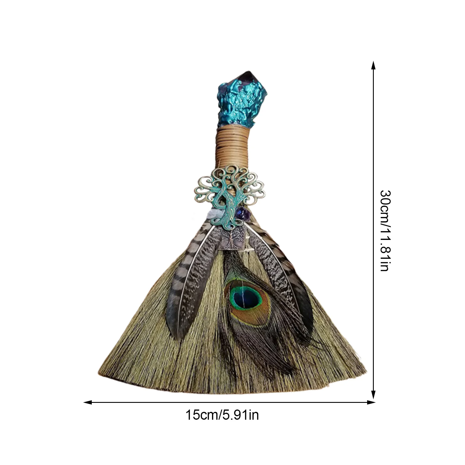 Ведьмы алтарь метла ведьма мискантус Besom украшенная аметистом кристаллом