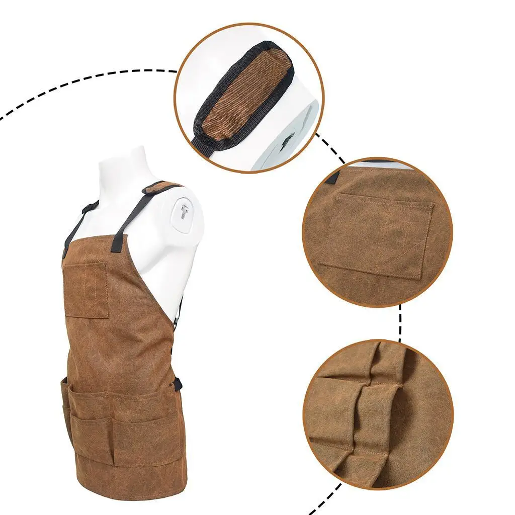 

Canvas Bib Apron Pockets Woodworking Gardening Craft Mechanic Tools Apron