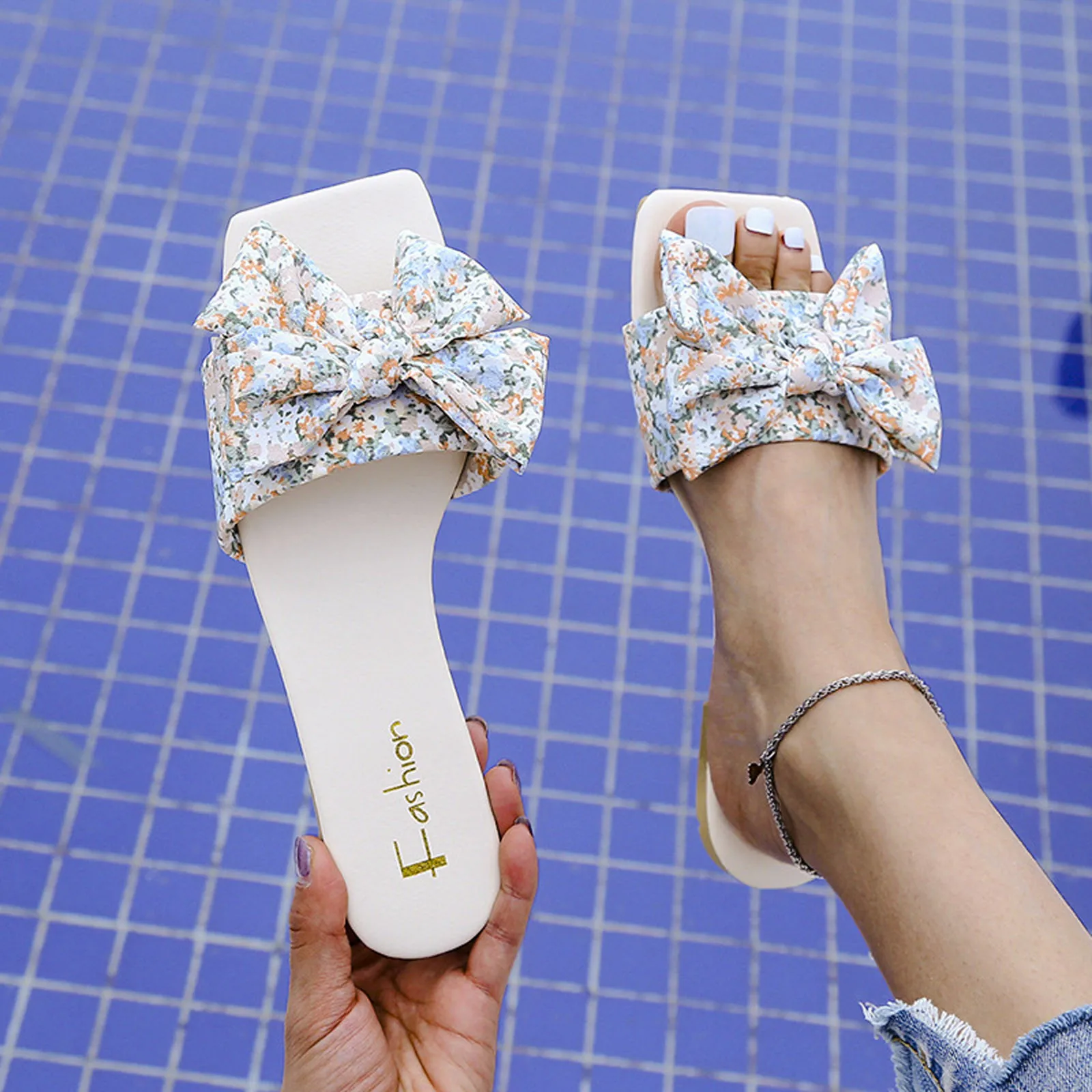 

2022 Summer Fashion Women Sandals Bow Flat Bottom Women's Slippers Comfortable Casual Woman Shoes Sandalias Beach sandals