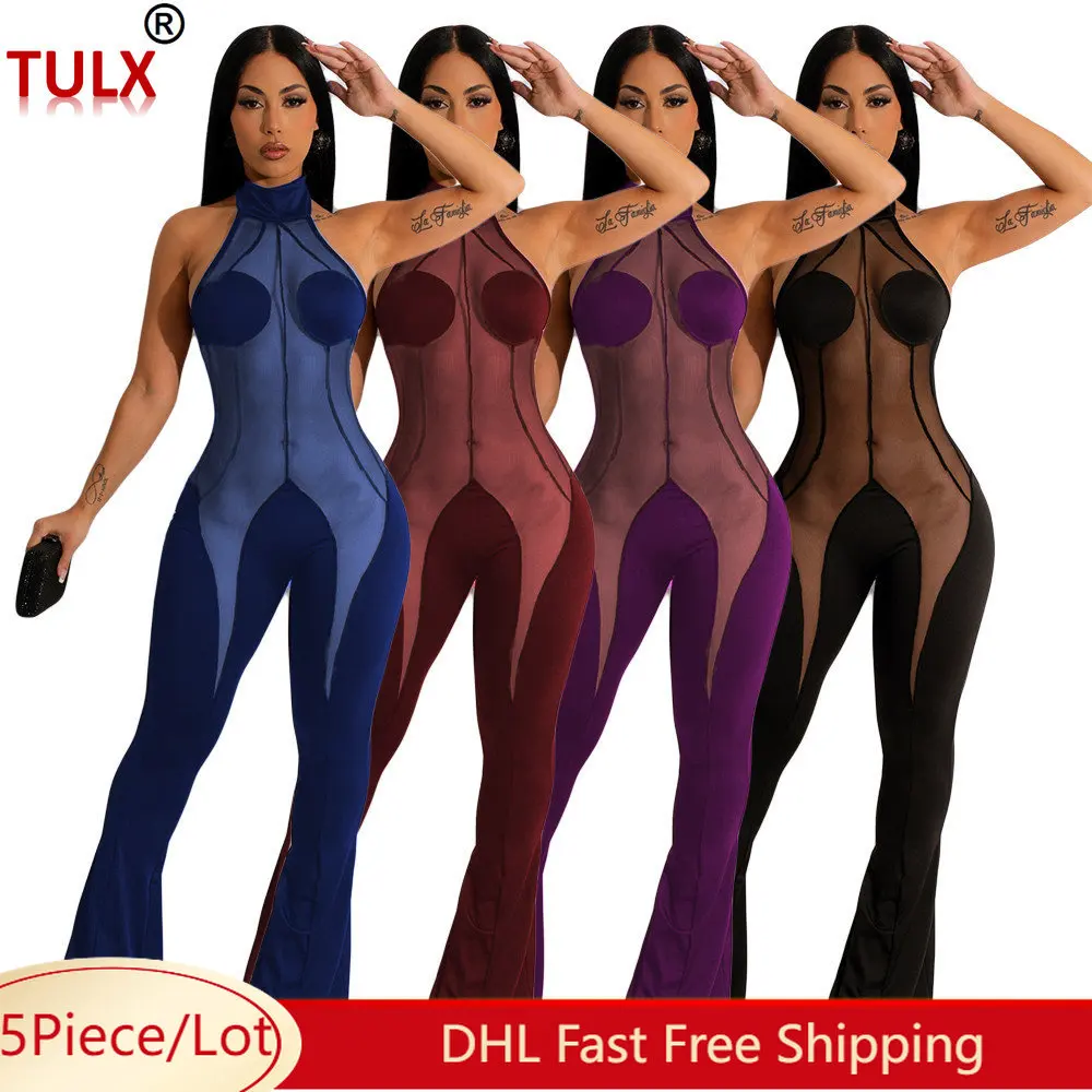 

Женский комбинезон в стиле пэчворк 5 шт., летние бархатные комбинезоны без рукавов, соблазнительные Облегающие расклешенные брюки, цельные костюмы 9230