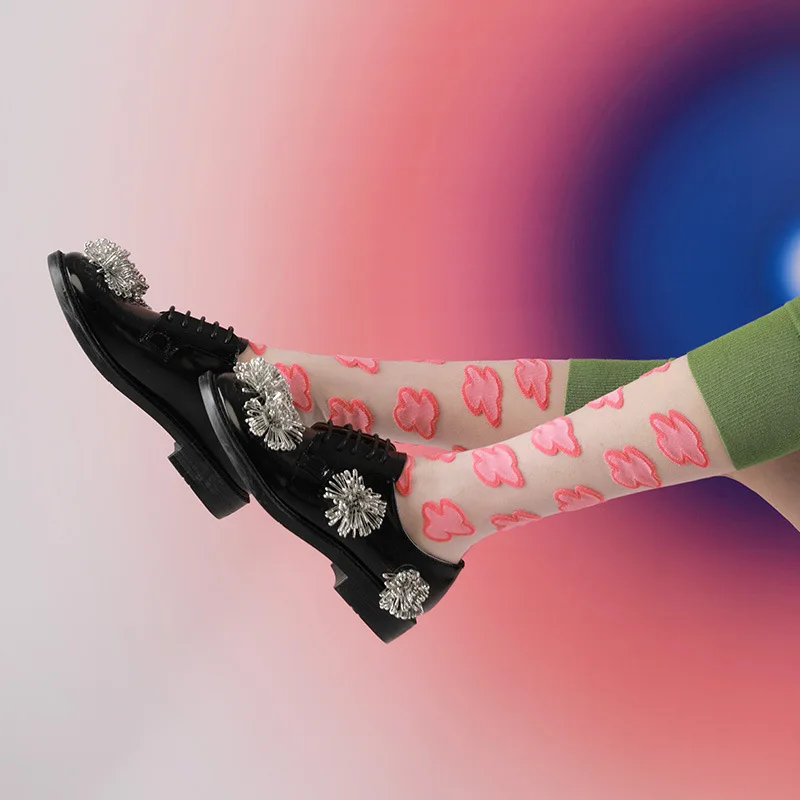 ins tide summer thin transparent knee-length crystal socks glass silk calf socks