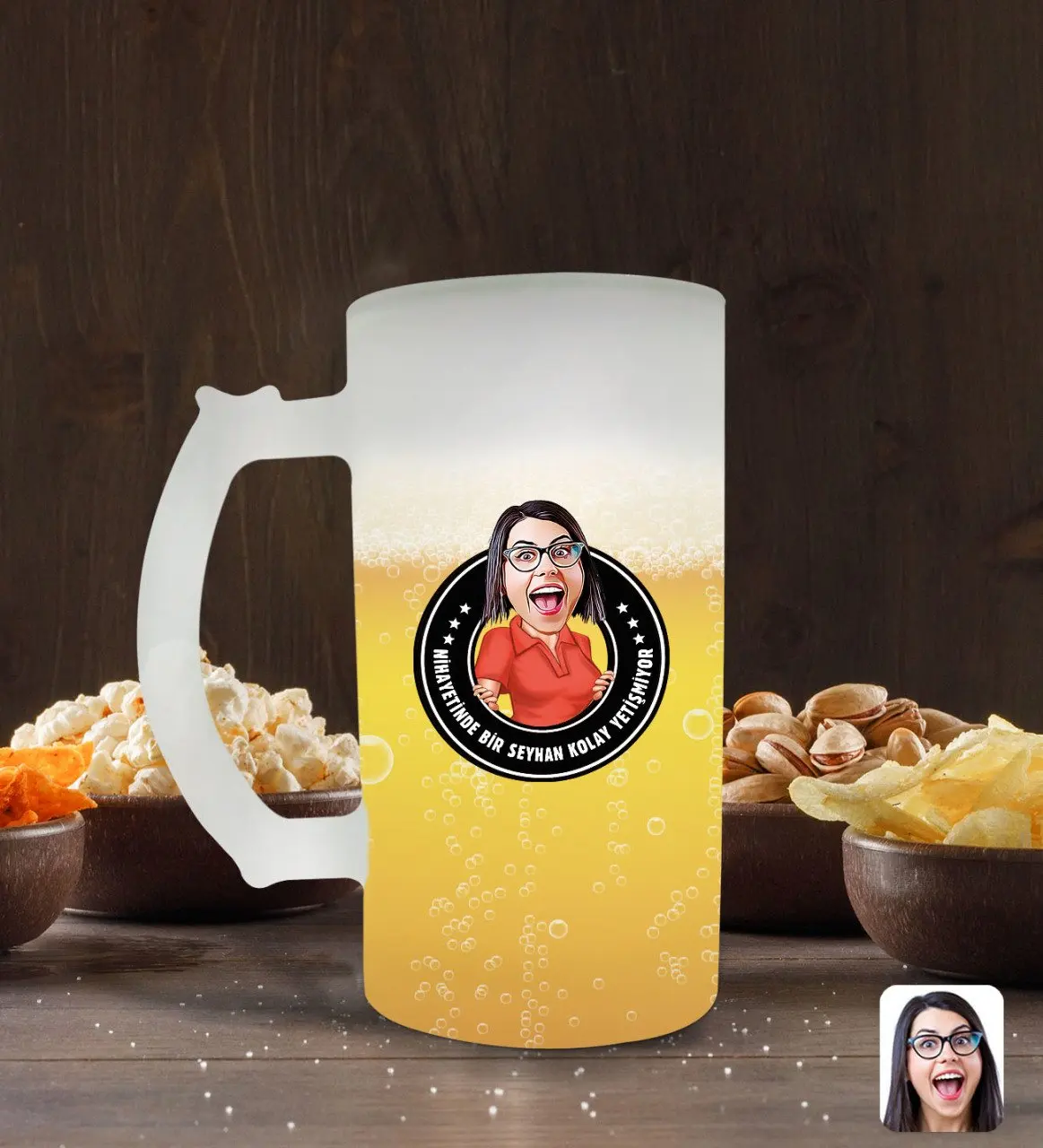 

Персонализированная Женская легкая карикатура из матового стекла, пивная чашка 50cl-3