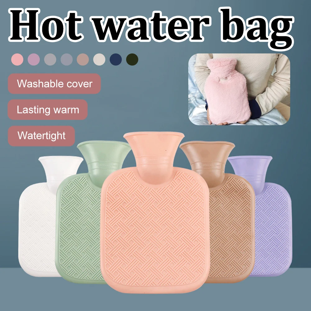 

1L/2L Hot Water Bottle Thickened PVC Leakproof Hot Water Injection Bottle Reusable Warm Water Bag Winter Hand Warmer
