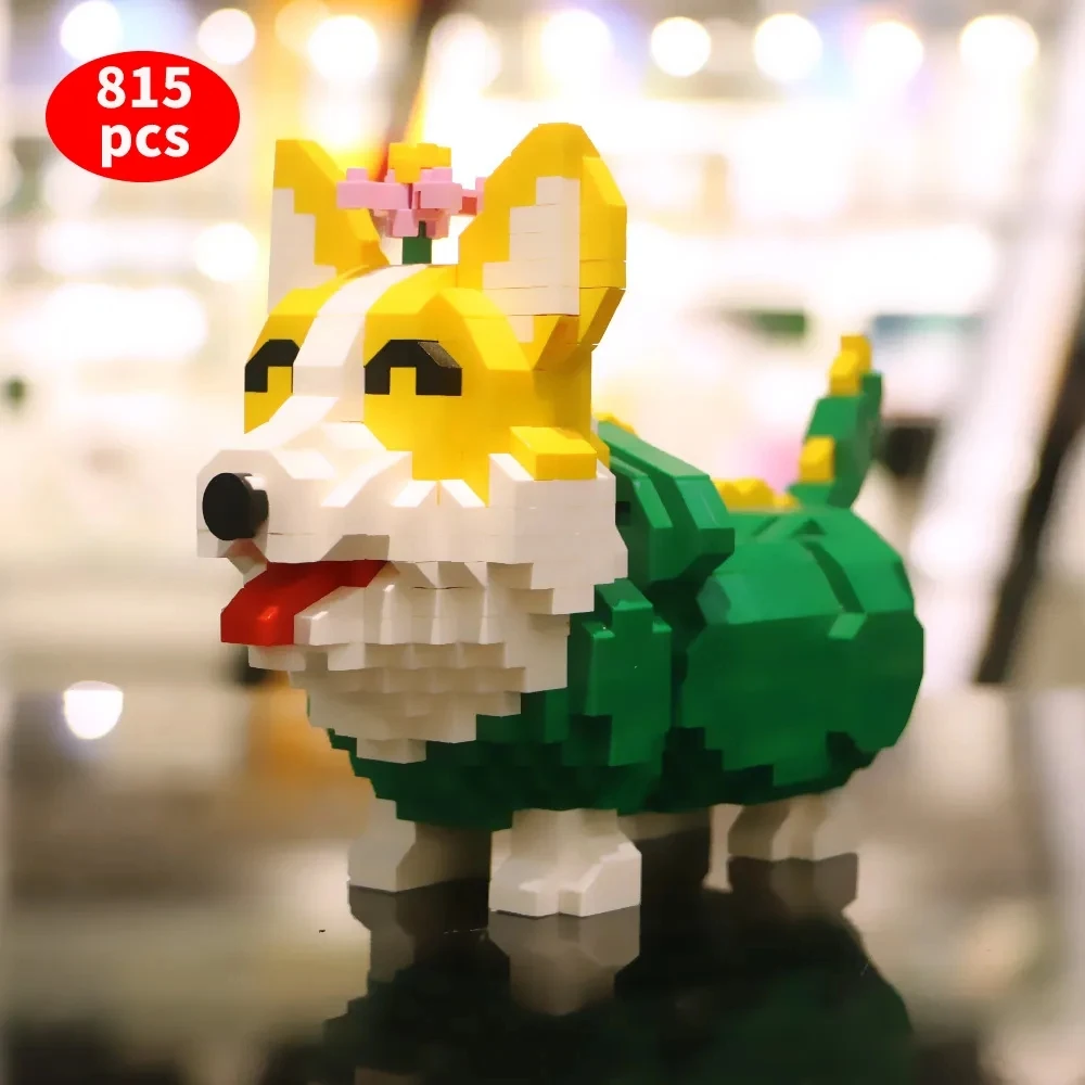 

Милые строительные блоки Corgi Mini Animal, модель собаки, питомец, зеленый кирпич, игрушки DlY, дети, гости, подарок на день рождения, товары для мальчиков и девочек