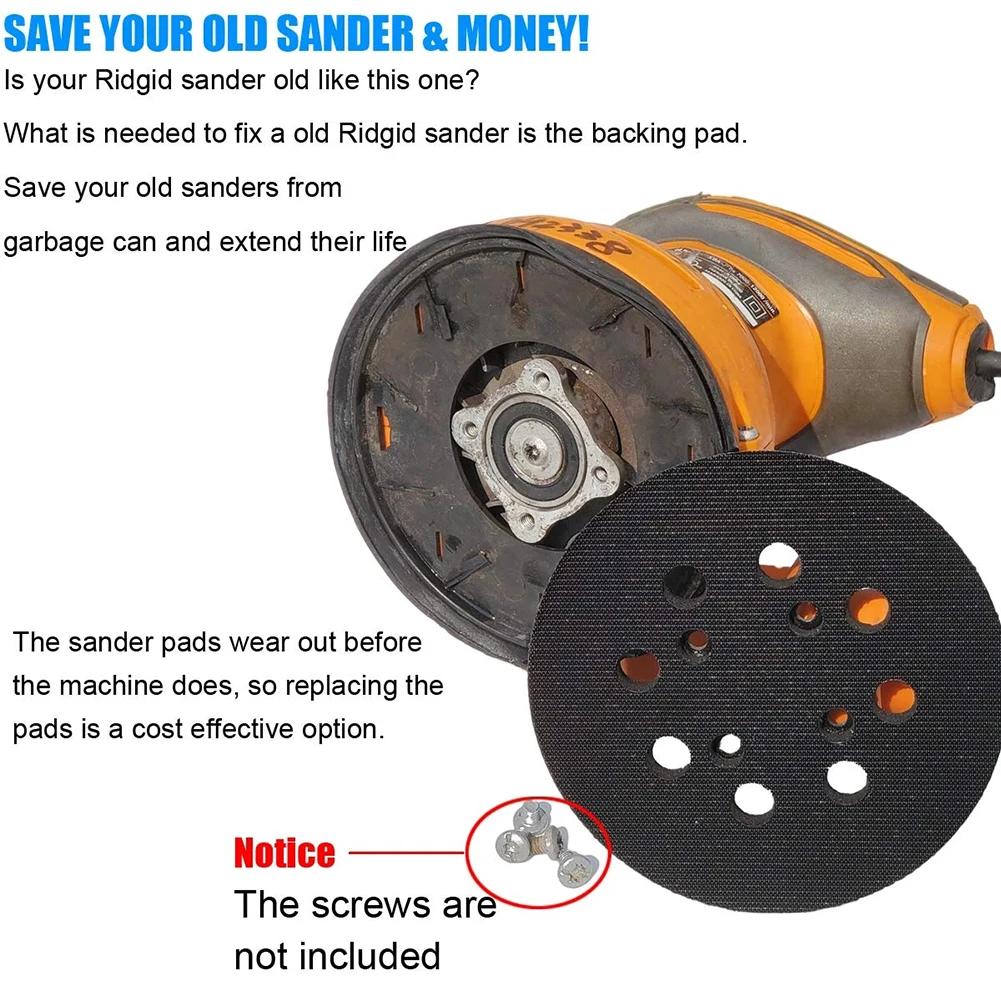 5inch 125mm 8 Holes Backing Pad Hook&Loop Sanding Pads For Ryobi For For Craftsman Power Sander Polisher Tools