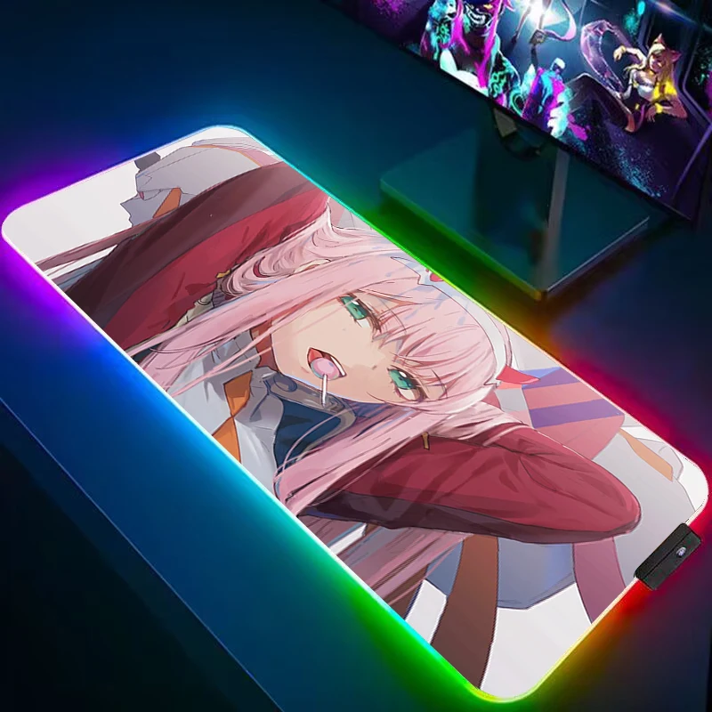 

Большой коврик для мыши Zero Two, аксессуары для клавиатуры Rgb, Настольный Коврик Для Мыши для ПК, геймеров, размер Xxl, компьютерные настольные коврики с аниме, игровые коврики для шкафа, коврик для настройки