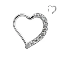 316l surgical stainless steel heart cz zircon nose rings daith conch septum earrings helix hoop piercings studs 16g