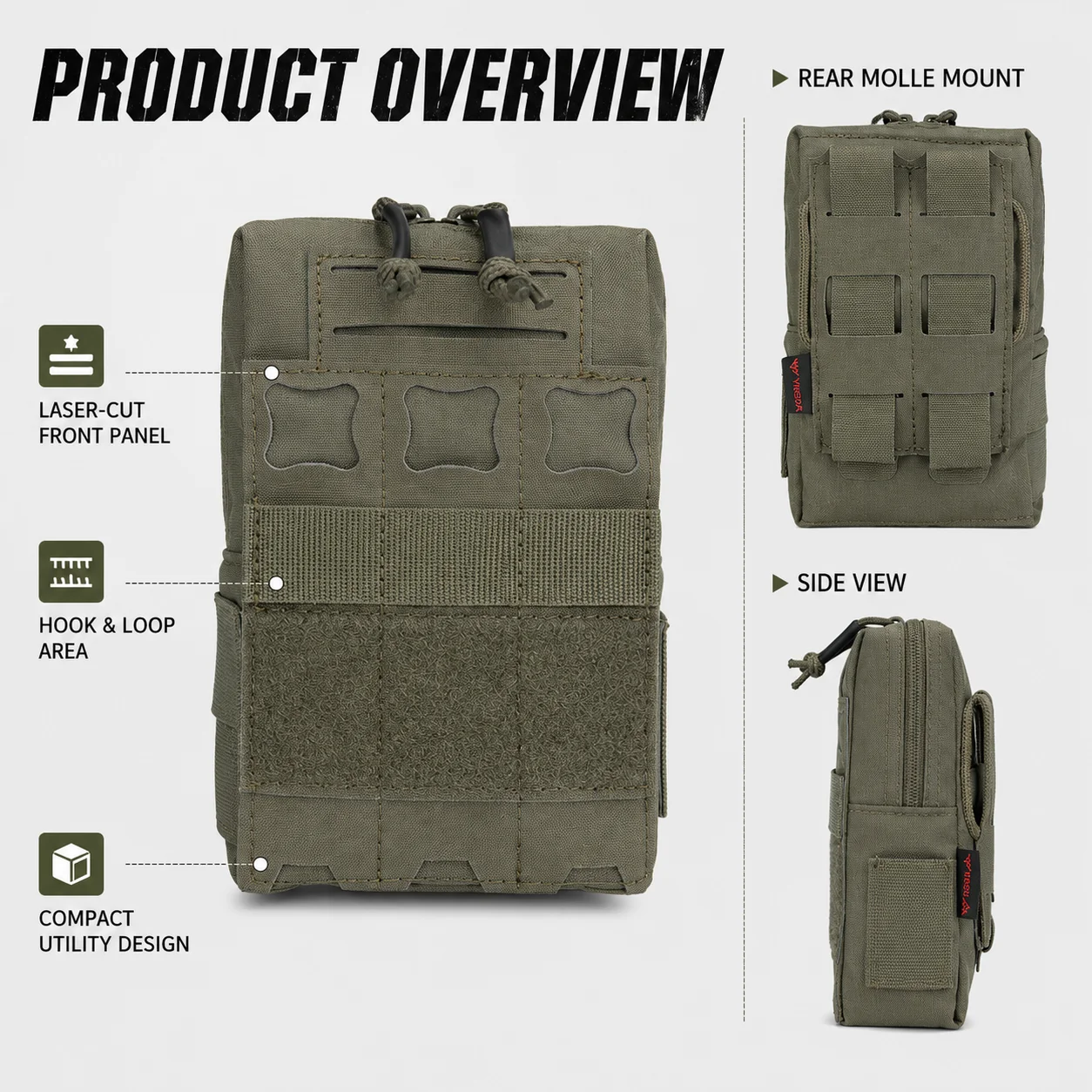 Фото Тактический универсальный подсумок MOLLE, совместимый с EDC, лазерной резки, с органайзером, компактная сумка для хранения для активного отдыха №2