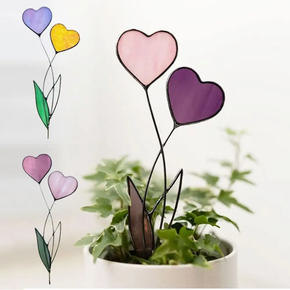 

Ornament Acrylic Heart-Shaped Flower Pot Decoration Sculpture Garden Stake Lawn Insert Sign Courtyard Art Decoration