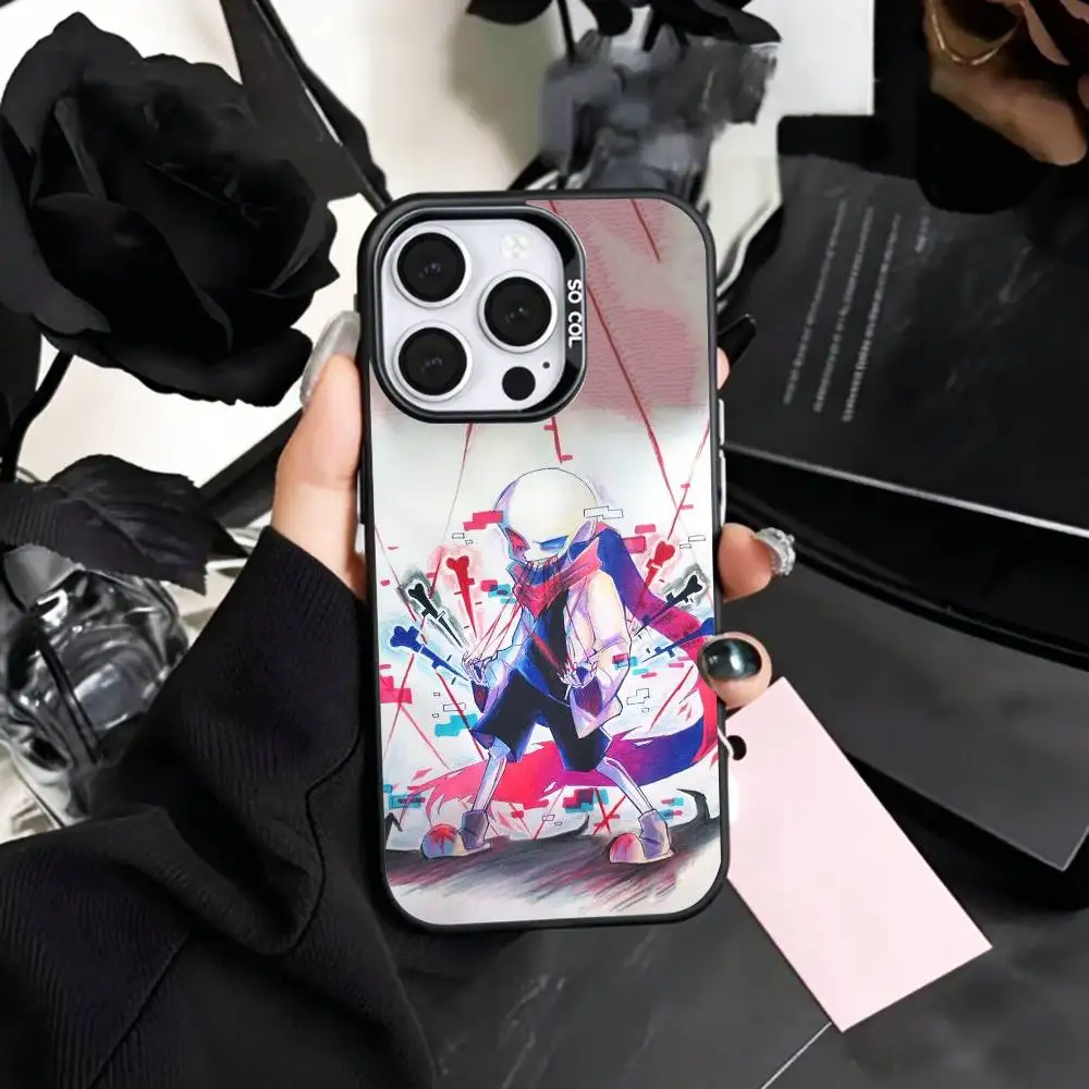 Фото COOL Fell Ink S-Sans U-Undertale Чехол для телефона для iPhone 17, 16, 15, 14, 13, 12, 11 Plus, Pro Max, цветной, с серебряным покрытием внутри №3