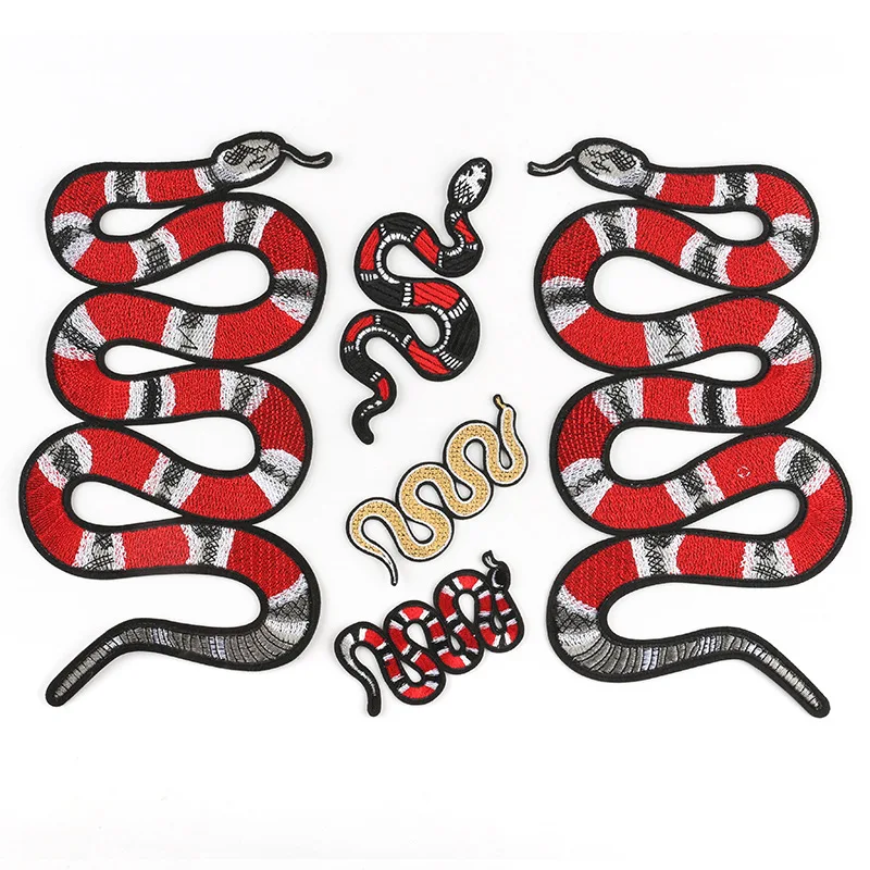 

Large Snake Iron on Embroidered Patches For on Clothes jacket Jeans Sticker Sew-on DIY Coat Back patch Applique Ride Badge