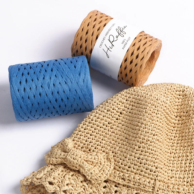 

80M/Ball Raffia Yarn Straw Hand-knitted Hat Bag Straw Environmentally Friendly Paper Flower Gift Wrapping TJ8431