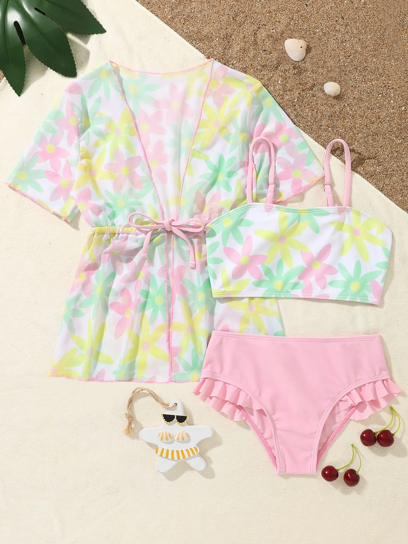 2023New Flower Print Girls Swimwear Bikinis  3 Pieces sand Swimsuit Suit s1005