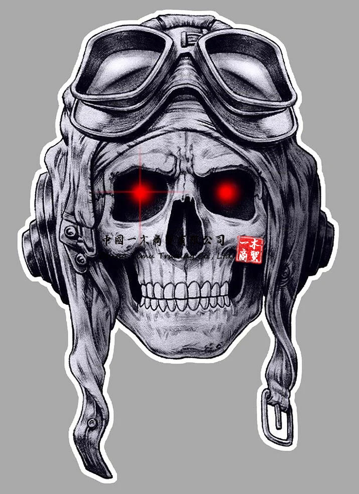 

Motorrad Decals Sticker Tete De Mort Pilote Skull Avion Rider Biker Moto Autocollant