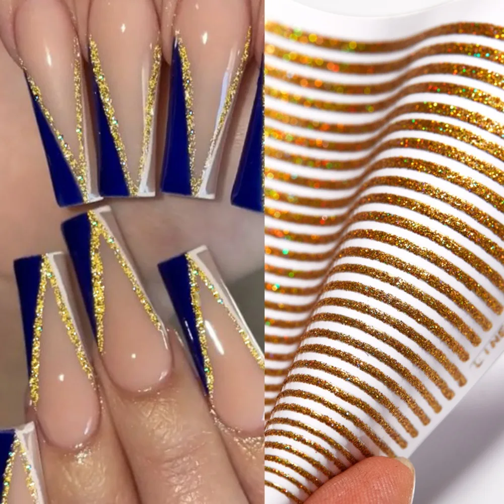 

3D Foil Gold Glare Nail Appliqué Luminous Nail Appliqué Nail Art Slider Fashion Nail Decoration
