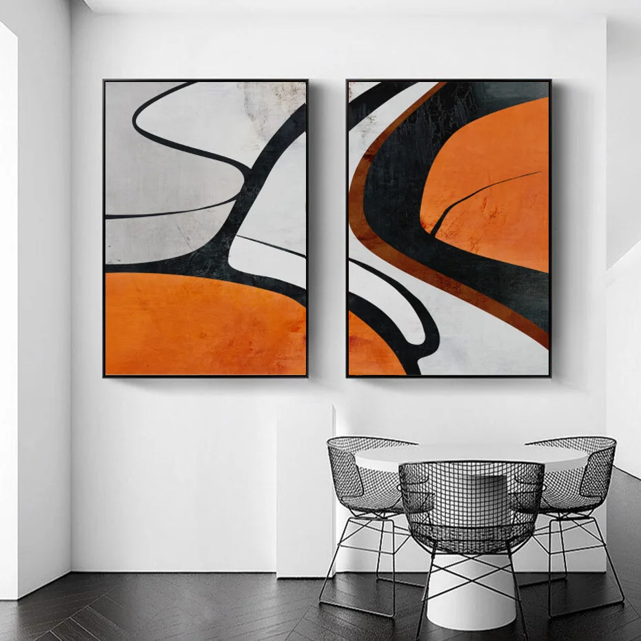 Современный модный абстрактный оранжевый настенный постер с изображением