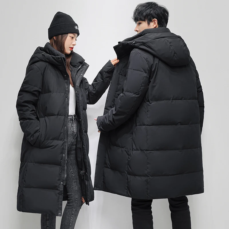 2022 Brand Winter Long Jacket Men Women Couples Warm Hooded Korean Cotton Padded Winter Coats Hooded Men Parkas Windbreaker