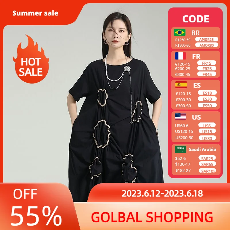 

Женское плиссированное платье из хлопка и льна Leorlax, свободное платье большого размера с коротким рукавом, оригинальный дизайн 2023