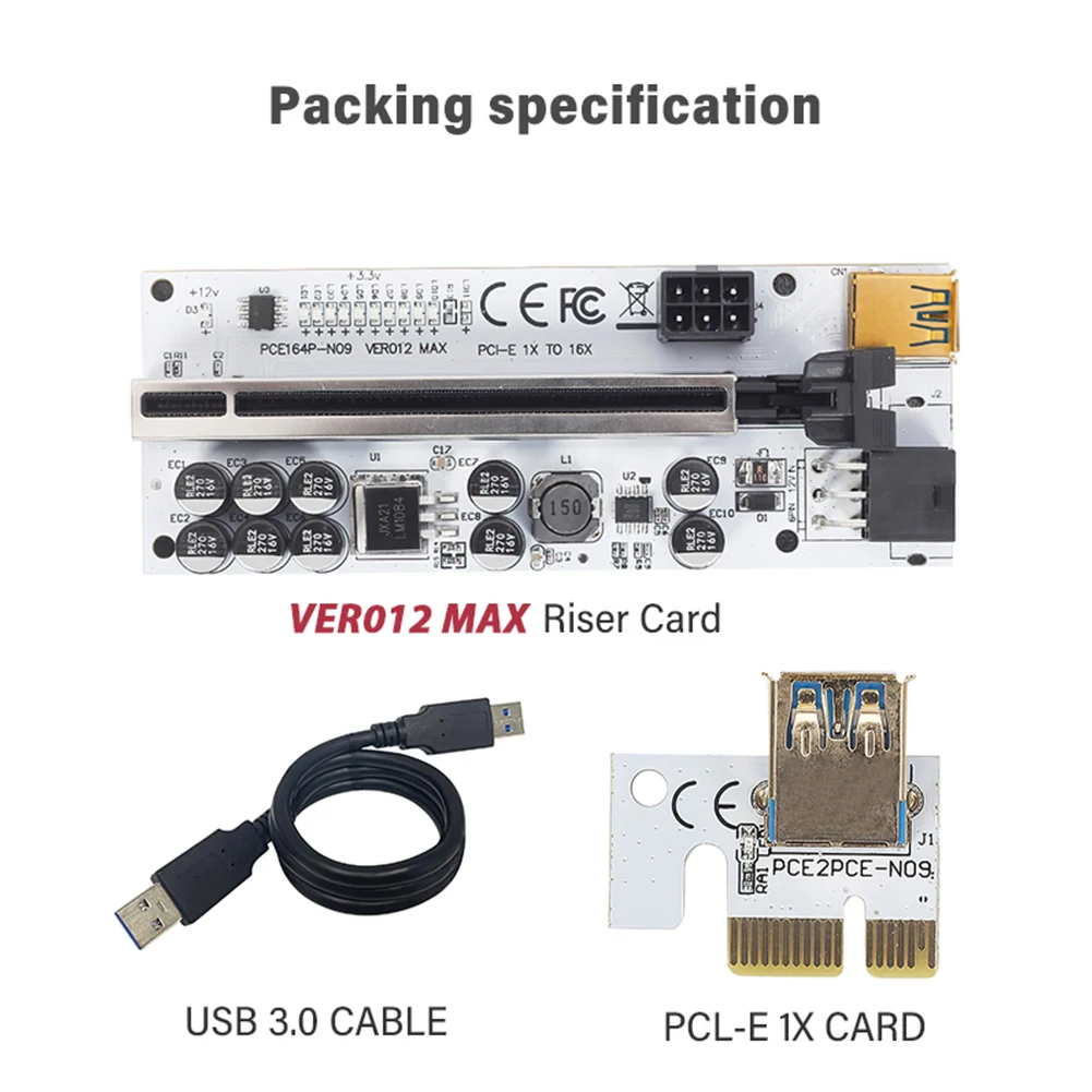 

VER012 Riser USB 3.0 PCI-E Riser Card VER012MAX PCI Express X16 Extender Adapter SATA To 6Pin Power Cable For Video Card Mining