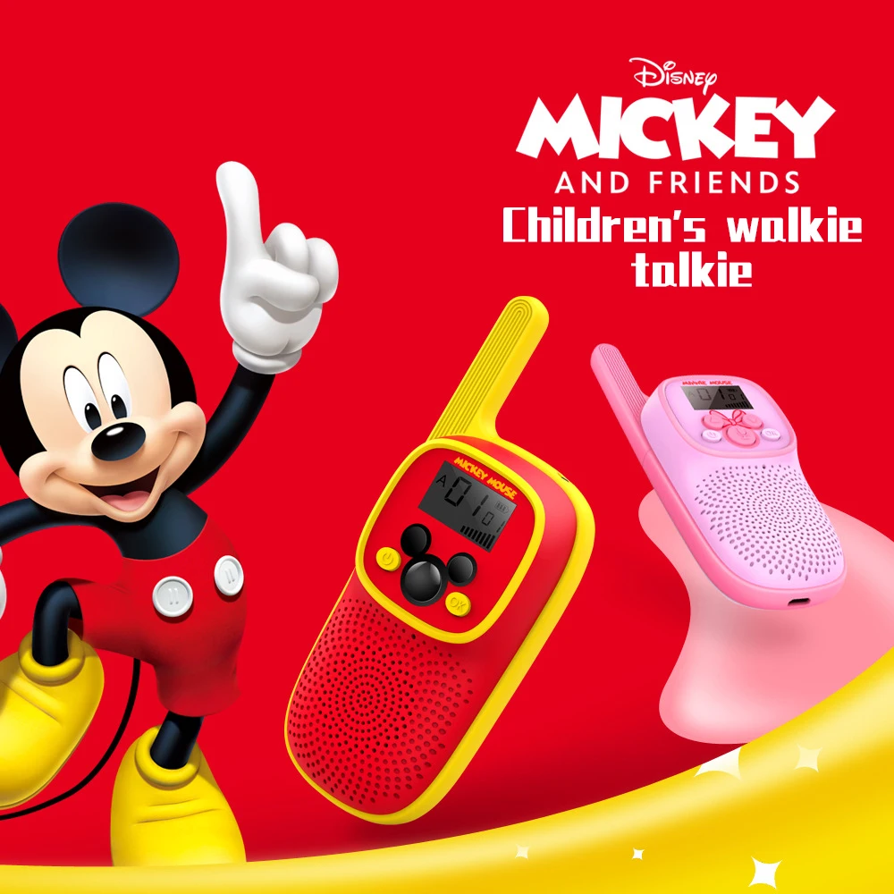 

New Disney Mickey Mouse Cartoon Toys Children Walkie Talkie Rechargeable Radio Receiver Walkie-talkie Kids Gift For Boys Girls