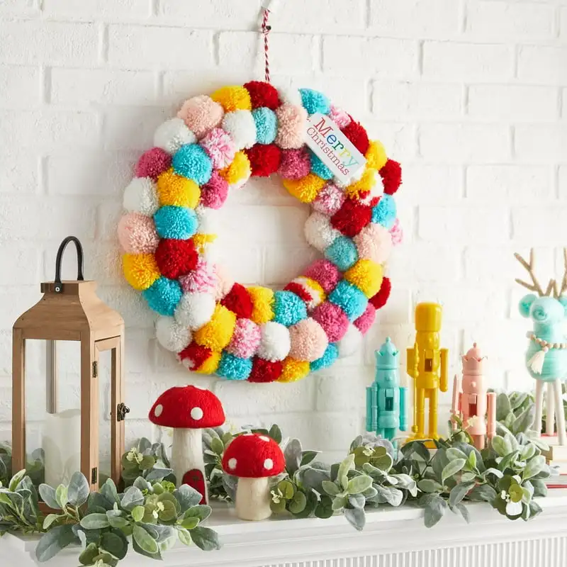 

Pom Wreath, 22 Hawaiian accessories Wreath frame Greenery Aros para centro de mesa Hoop garland table Fall decor Leis hawaii nec