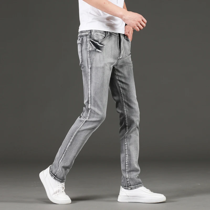 Мужские серые джинсы новинка весны 2024 классические стильные деловые