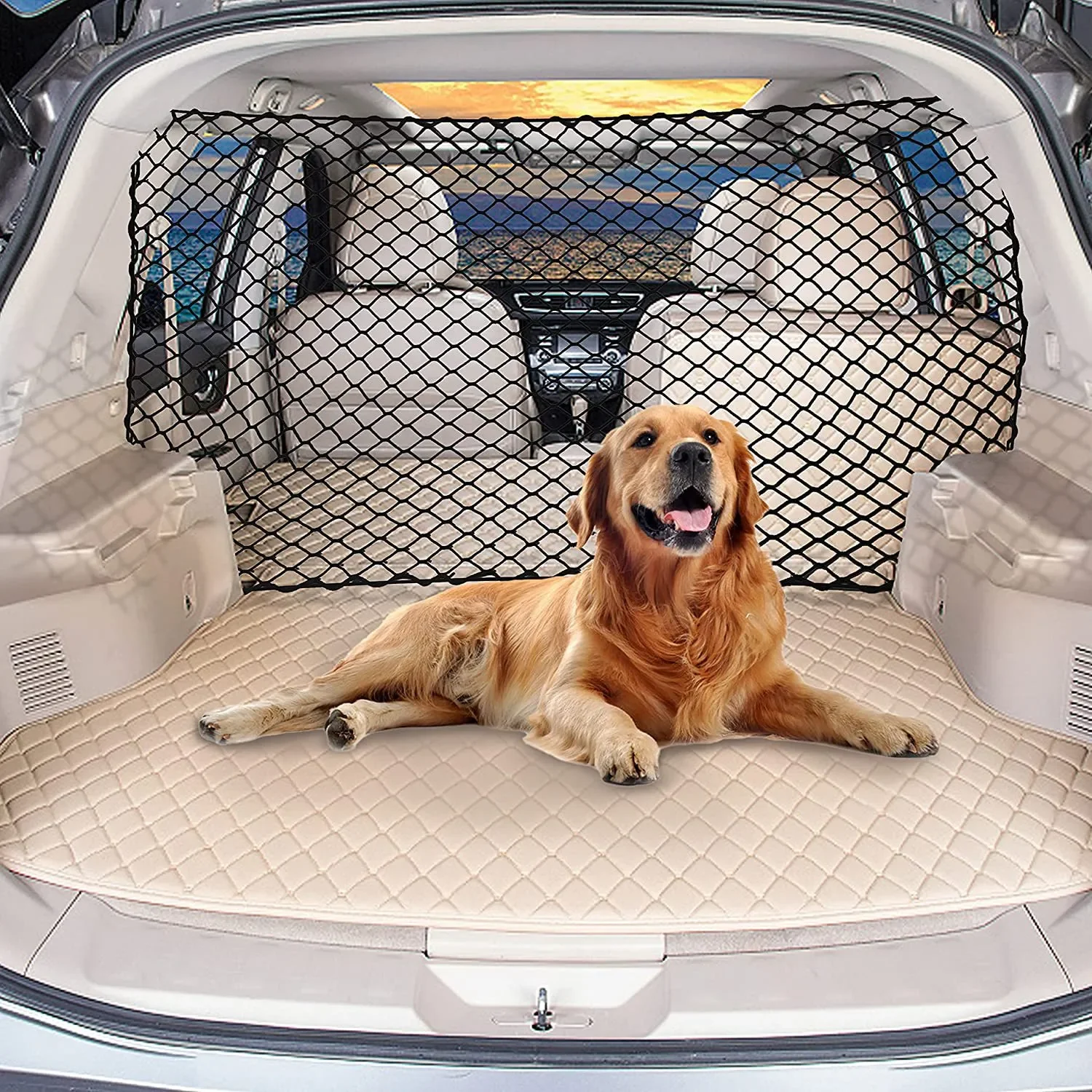 

Dog Protection Net Practical Car Boot Pet Separation Net Fence Safety Barrier Things For Dog Supplies Fit Any Vehicle 120cm*70cm