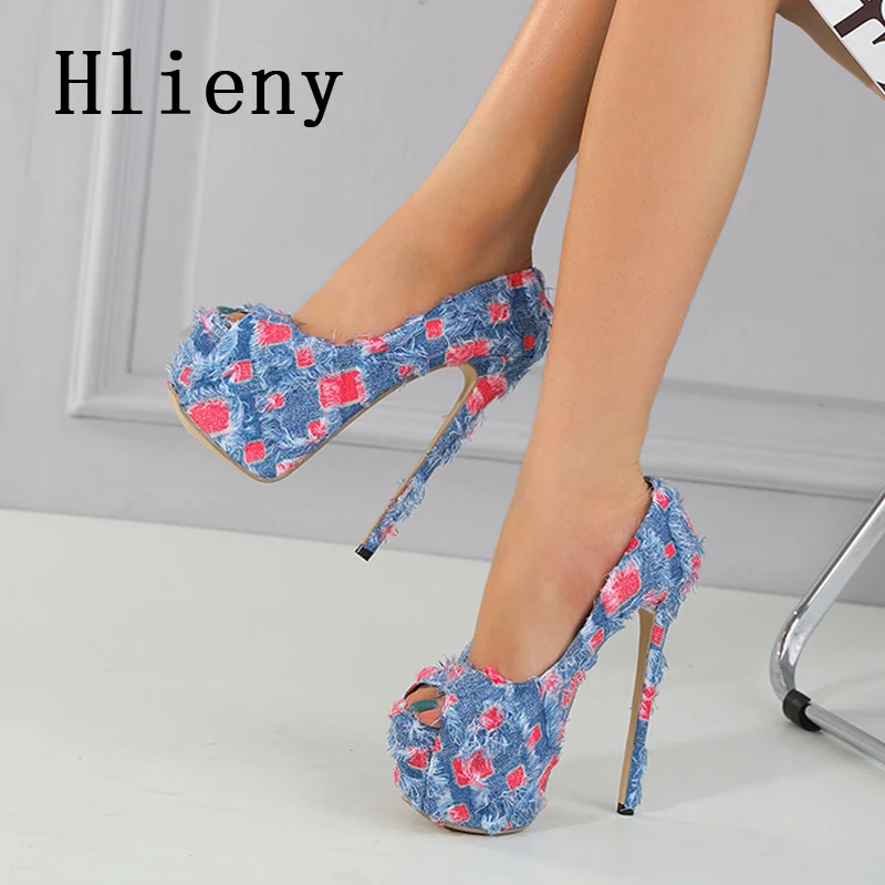 

Туфли-лодочки Hlieny женские на платформе, модные дизайнерские удобные пикантные туфли на тонком высоком каблуке, вечерняя обувь с открытым но...