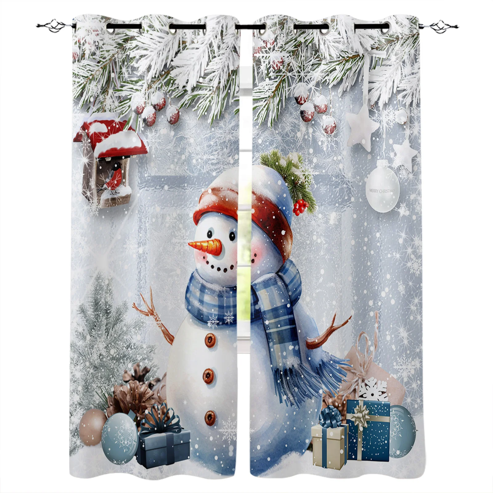 

Рождественские Зимние Снежинки, снежинки, современные фотообои для гостиной, девушки, мальчика, спальни, кухни, длинные Оконные Занавески