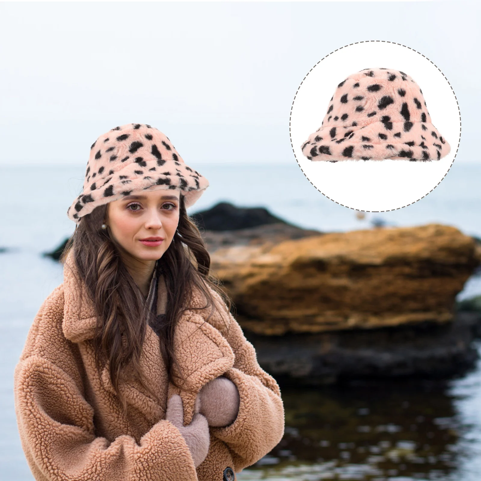 

Bucket Hat Plush Sweet Cute Large Fishing Polyester Women Hats Fashion Travel
