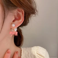 cute pearl leopard charms dangle earrings for women aesthetic elegant female party accessories 2022 korean fashion jewelry