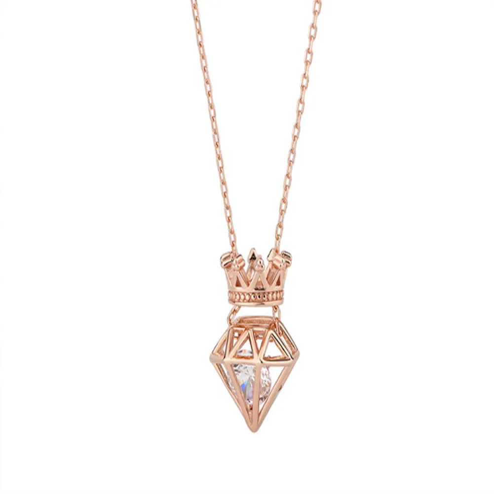 

2022 New Light Luxury Crown Diamond Pendant Sterling Silver Necklace Queen Personality Temperament Collarbone Chain