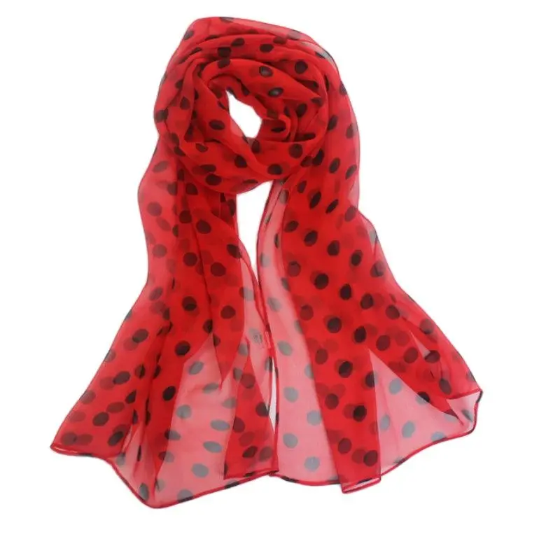 

Женский шелковый шарф в горошек, Длинный дизайнерский прозрачный платок с защитой от солнца, 50*160 см, лето