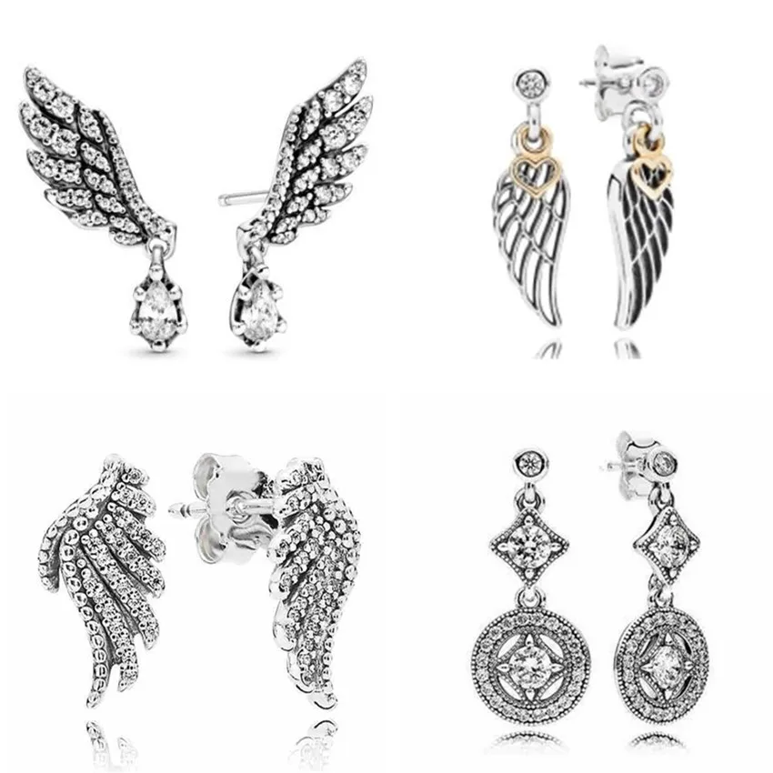 

925 Sterling Silver Earring Dangling Magnificent Angel Wings Stud Earrings For Women Wedding Party Fashion Jewelry