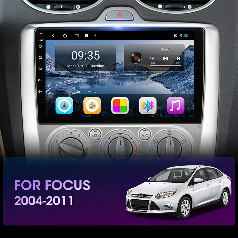 vtopek 9 dsp 2din android 10 0 car radio multimidia video player navigation gps for ford focus 2 3 mk2mk3 2004 2011 head unit free global shipping