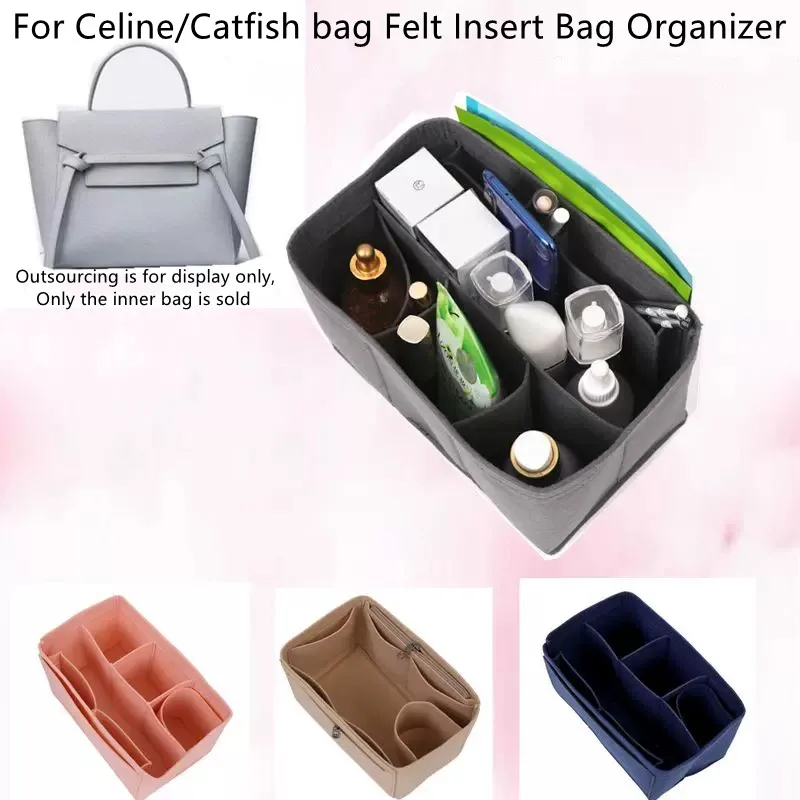 

Fits Catfish bag mini Felt Insert Bag Organizer Cosmetic Bag Handbag shaper Organizer Travel Inner Purse sac a main femme