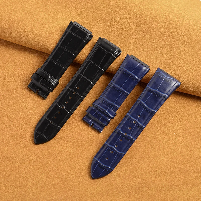 27mm Genuine Leather Watch Strap Band For GUESS Watch Black Blue