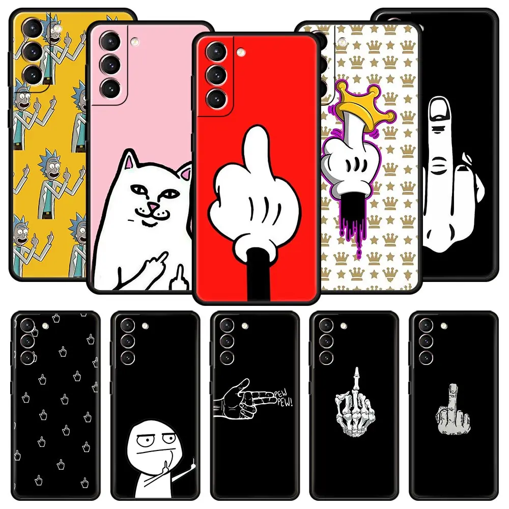 

Cartoon Middle Finger Quality Phone Case For Samsung Galaxy S22 S20 FE S10 Plus S21 Ultra 5G S10E S9 S8 Note 10 Lite 20 Cover