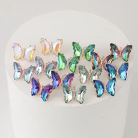 2022 crystal butterfly stud earrings for women green blue purple cute korean jewelry fashion popular womens party jewelry