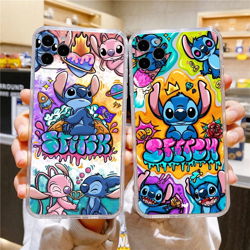 

ilo Stitch Disney Anime Cute Phone Case For iPhone 14 13 12 Mini 11 XS Pro Max X XR SE 2020 8 7 6 5 Plus Transparent Cover
