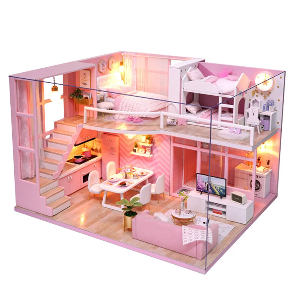 

DIY Creative Furniture Miniature 3D LED Decorate House Wooden Puzzle House 0ML Education