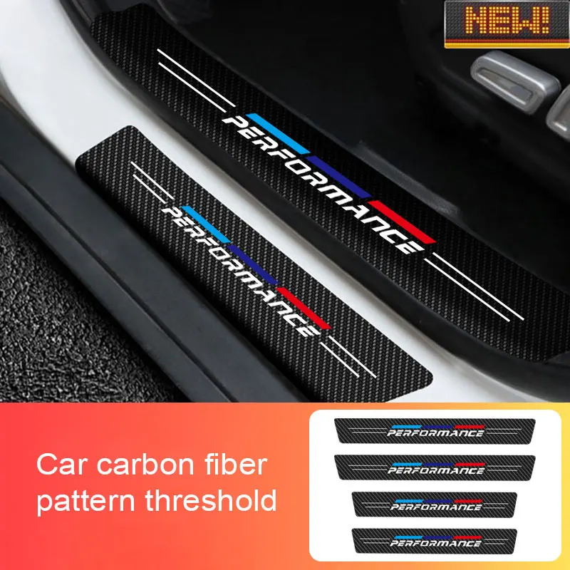 

4x Car Door Threshold For Performance Audi Jeep Car Resistant Carbon Fiber Sticker Protection Strip Anti Scratch Stickers