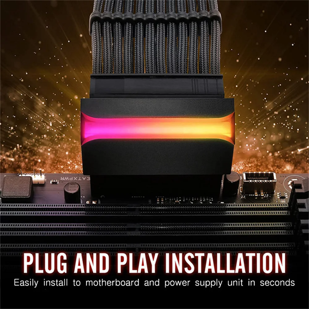 

Atx24 Pin Power Adapter Diy Installation Atx Power Supply 90 Degree Adapter Luminous Argb Pc Accessories Connector Adapter Diy
