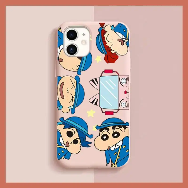 

BANDAI crayon shin chan Phone Case for iPhone 11 12 13 Mini Pro Xs Max 8 7 6 6S Plus X XR Solid Candy Color Case